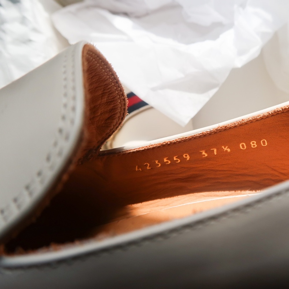 ✨Sold✨ NIB Gucci Authentic Peyton Web Stripe Leather Loafers Size 6.5 7.5 - Picture 6 of 10